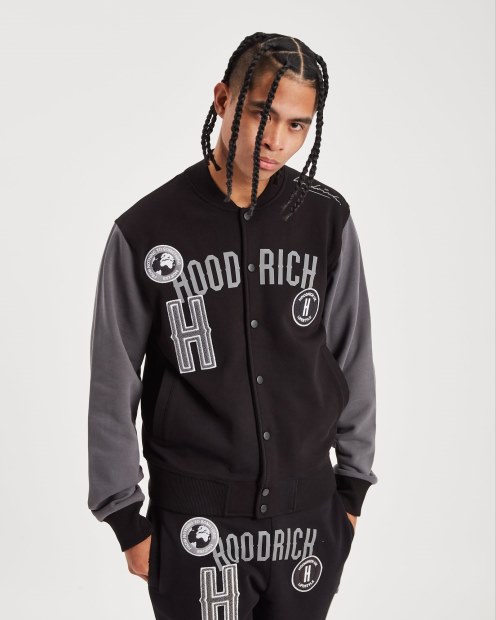 Chaqueta Hoodrich Negra/puerta De Hierro/reflectante Og Pacific Varsity