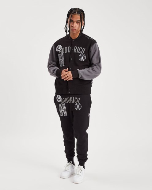 Chaqueta Universitaria Hoodrich Black/Iron Gate/reflectante Og Pacific