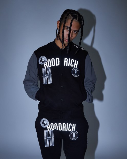 Chaqueta Universitaria Hoodrich Black/Iron Gate/reflectante Og Pacific