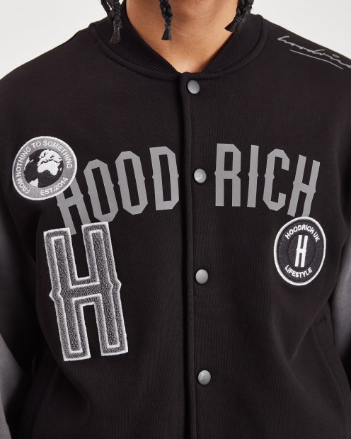 Chaqueta Universitaria Hoodrich Black/Iron Gate/reflectante Og Pacific