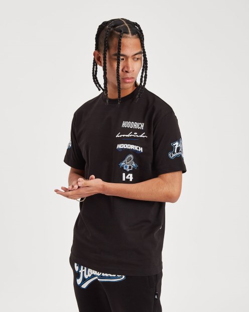 Camiseta Negra/blanca/azul Hoodrich Og Stadium