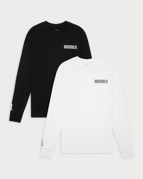 Paquete De 2 Camisetas De Manga Larga Og Core Blancas/negras Hoodrich