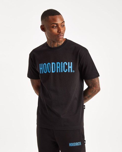 Camiseta Negra/azul Celeste Hoodrich Og Core