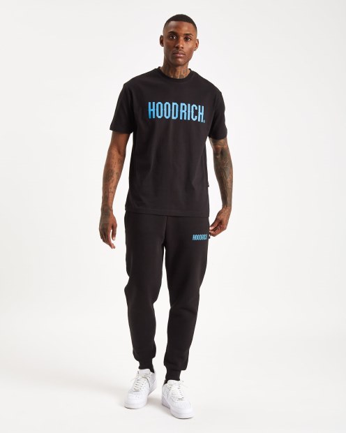 Camiseta Negra/azul Celeste Hoodrich Og Core