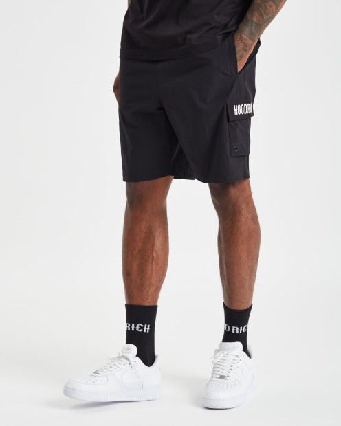 Hoodrich Shorts Cargo Og Negros/blancos