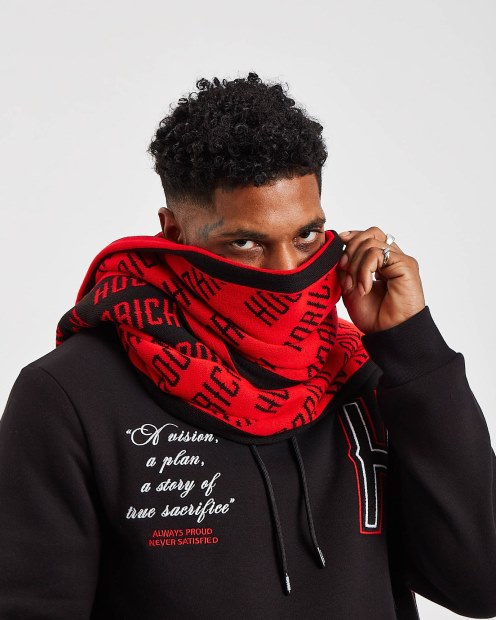 Bufanda Roja/negra/blanca Hoodrich Og Logo