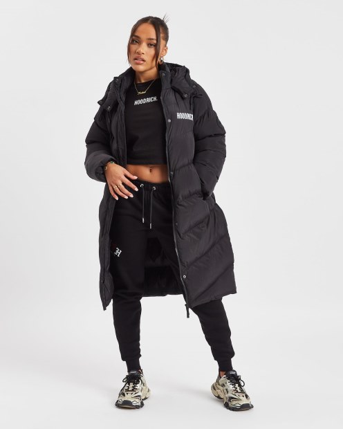 Chaqueta Larga Negra/blanca Og Sia Hoodrich