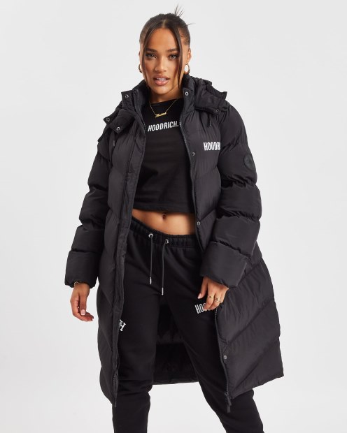 Chaqueta Larga Negra/blanca Og Sia Hoodrich