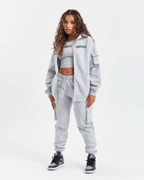 Hoodrich Sudadera Con Cremallera Completa En Gris Jaspeado/negro (reposición) Og Luna