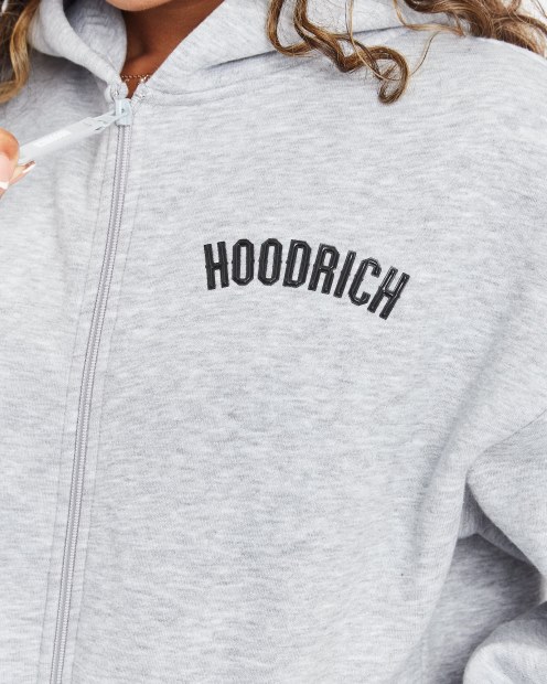 Hoodrich Sudadera Con Cremallera Completa En Gris Jaspeado/negro (reposición) Og Luna