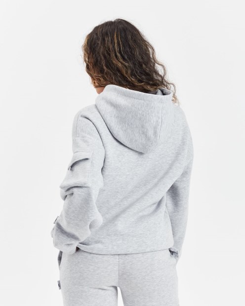 Hoodrich Sudadera Con Cremallera Completa En Gris Jaspeado/negro (reposición) Og Luna