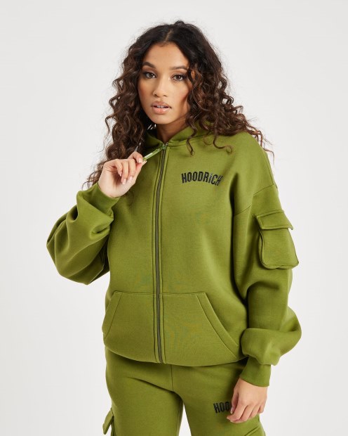 Hoodrich Og Luna Sudadera Con Cremallera Completa Verde Oliva/negro