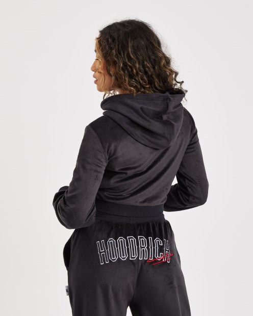 Sudadera Corta Con Capucha Og Stage Velour Hoodrich Negro/blanco/lychee