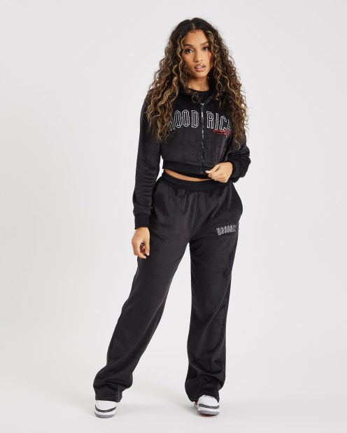 Sudadera Corta Con Capucha Og Stage Velour Hoodrich Negro/blanco/lychee