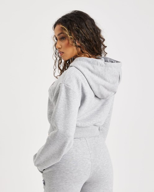 Sudadera Corta Con Capucha Og Kraze Gris Jaspeado/gris (reposición) Hoodrich