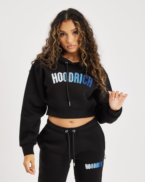 Sudadera Con Capucha Corta Negra/azul (reposición) Hoodrich Og Kraze