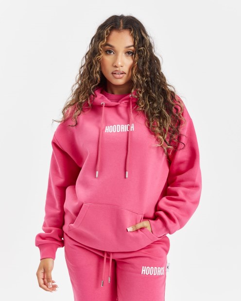 Sudadera Con Capucha Rosa/blanca Og Storm Con Logo Pequeño Hoodrich