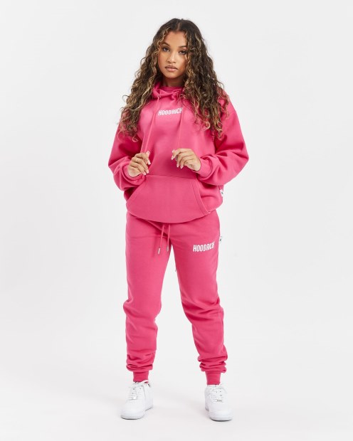 Sudadera Con Capucha Rosa/blanca Og Storm Con Logo Pequeño Hoodrich