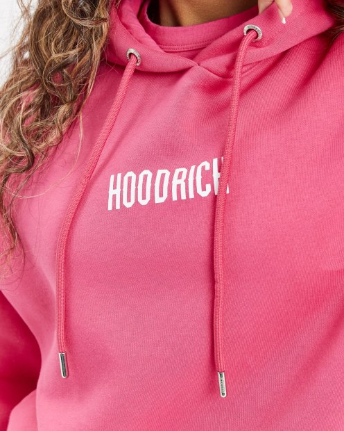 Sudadera Con Capucha Rosa/blanca Og Storm Con Logo Pequeño Hoodrich