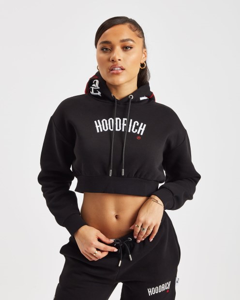 Sudadera Corta Con Capucha Og Calor Hoodrich Negro/blanco/rojo
