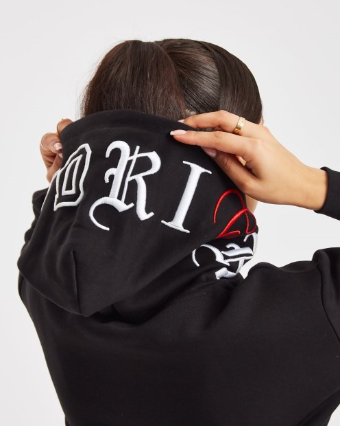 Sudadera Corta Con Capucha Og Calor Hoodrich Negro/blanco/rojo