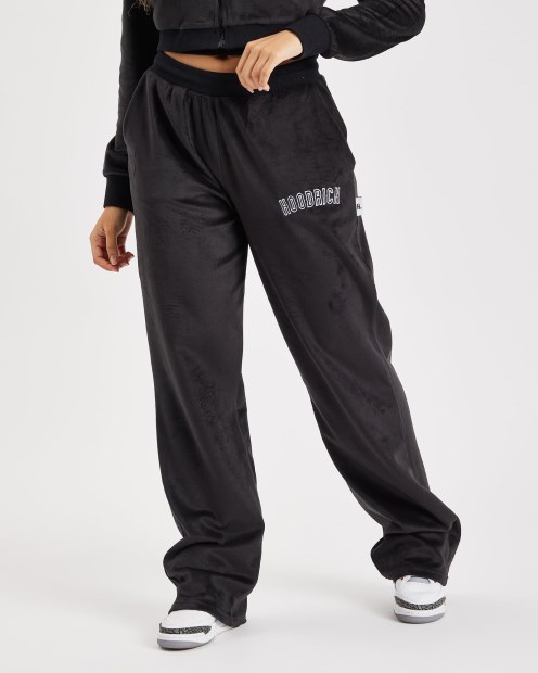 Joggers De Terciopelo Con Dobladillo Abierto En Negro/blanco/lychee Og De Hoodrich