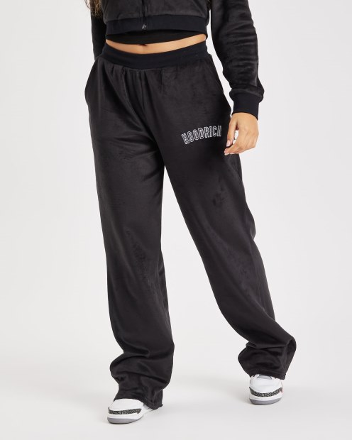 Joggers De Terciopelo Con Dobladillo Abierto En Negro/blanco/lychee Og De Hoodrich