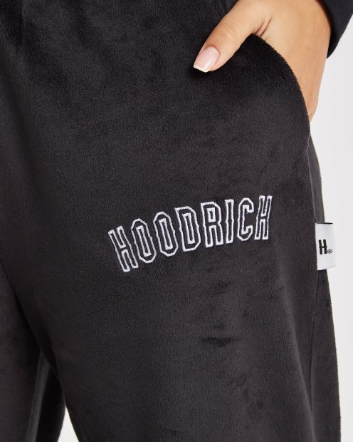 Joggers De Terciopelo Con Dobladillo Abierto En Negro/blanco/lychee Og De Hoodrich