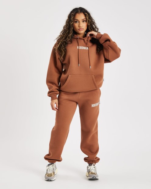 Marrón/crema Og Storm Joggers Con Logo Pequeño Hoodrich