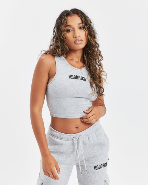 Camiseta Sin Mangas Hoodrich Og Luna Corta Gris Jaspeado/negro