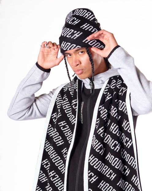 Gorro Con Logo Og Negro/blanco Y Bufanda Reversible Hoodrich