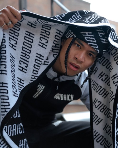 Gorro Con Logo Og Negro/blanco Y Bufanda Reversible Hoodrich