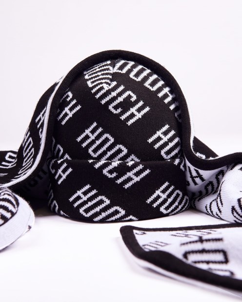 Gorro Con Logo Og Negro/blanco Y Bufanda Reversible Hoodrich